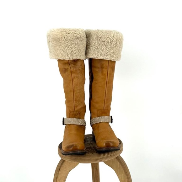 Freebird by Steven Denmark Leather Riding Style Boots Genuine Sheep Fur - Picture 6 of 17